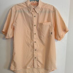 Simms Fishing Peach Striped Short Sleeve Button-Down Shirt. Size S